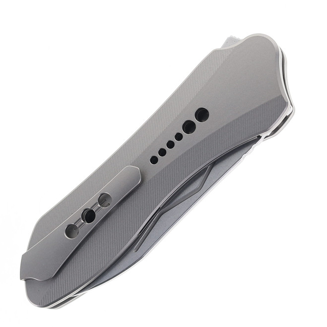 Twosun Folding Knife Gray Titanium Handle 14C28N Plain Edge TS567