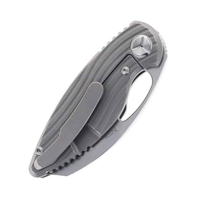 TwoSun Mini Folding Knife Gray Titanium Handle M390 Stonewash