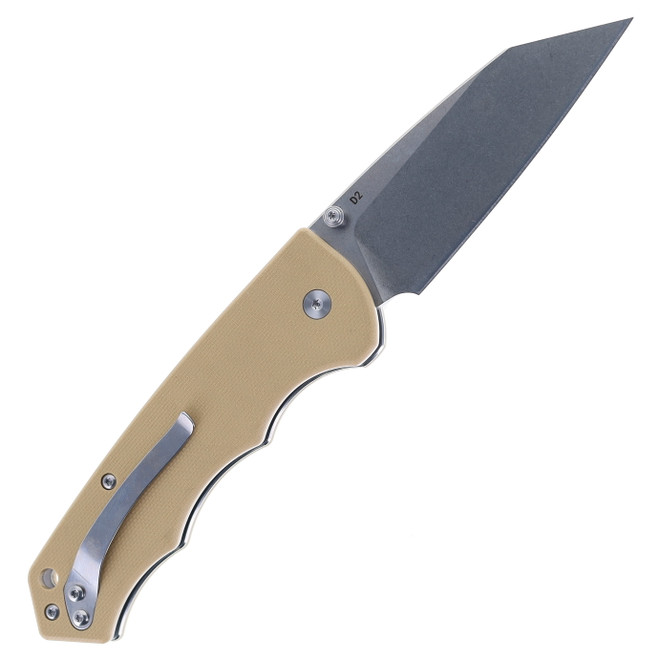 あ ② Hwzbben Knives Frontline Folding Knife Khaki G10 Handle D2