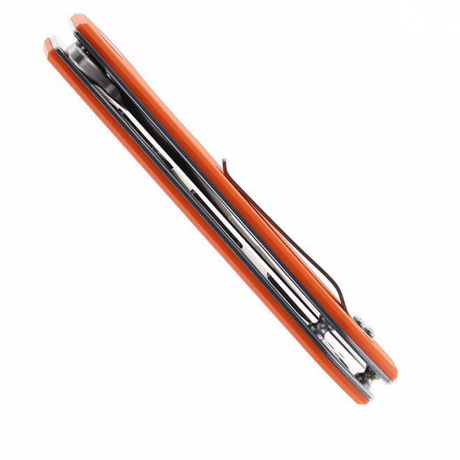 Hwzbben Knives Caldrin Folding Knife Orange G10 Handle Plain Edge