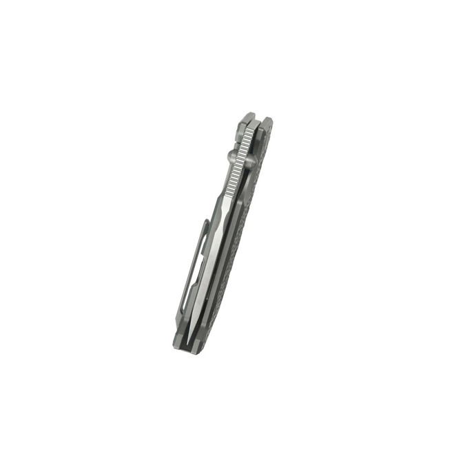 Kubey Hamster Folding Knife Grey Titanium Handle 14C28N Clip Point