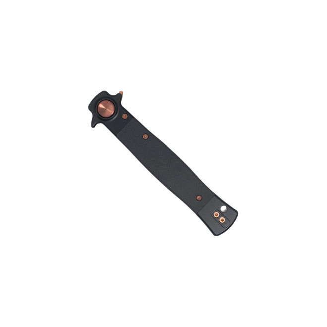 CobraTec Stiletto Button Lock Black G10 Handle Rose Gold VG10