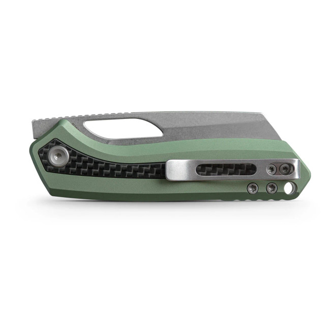 Vosteed Kroc Folding Knife Top Liner Lock Green Aluminum & Carbon