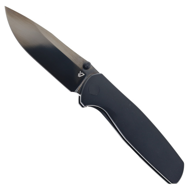 Vanguard Knives Esox V2 Folding Knife Black PVD Titanium Handle Semi Mirror DLC M390 Timascus Clip