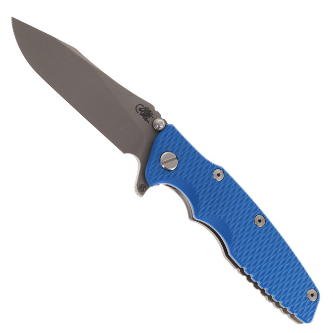 Hinderer Eklipse Skinny Slicer 3.5" Folding Knife Working Finish Magnacut Blade Blue G10 Handle Working Finish Titanium