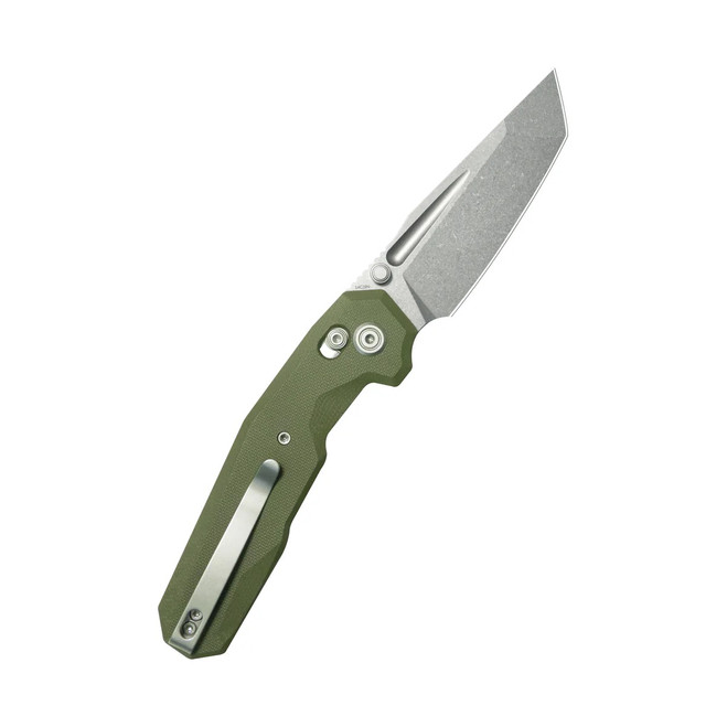 Kubey Carve Folding Knife Green G10 Handle 14C28N Tanto Point