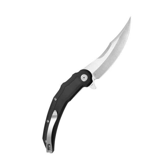 Kubey Wave Crest Folding Knife Black G10 Handle 14C28N Pikal Plain