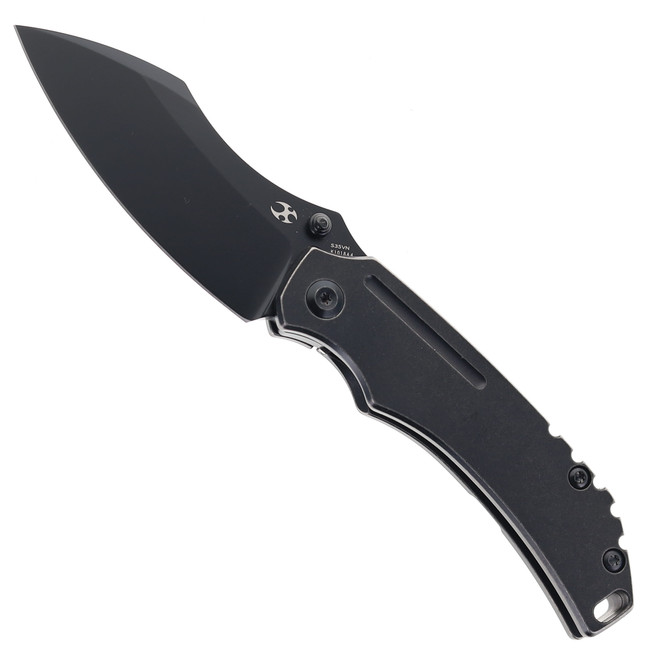 Kansept Pelican EDC Folding Knife Black Titanium Handle S35VN Drop Point Plain Black Blade K1018A4