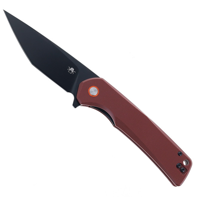 Klaken Knives Virex Folding Knife Wine G10 Handle D2 Tanto Plain Black Blade J147-Virex-Wine G10-Tanto