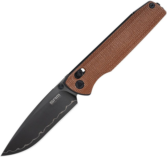 SRM Terrier Folding Knife Brown Micarta Handle 140Cr14MoV3Nb Plain