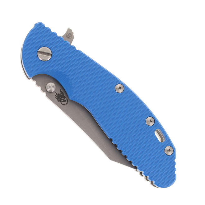 Hinderer XM-24 Skinny Wharncliffe Folding Knife Blue G10 Working
