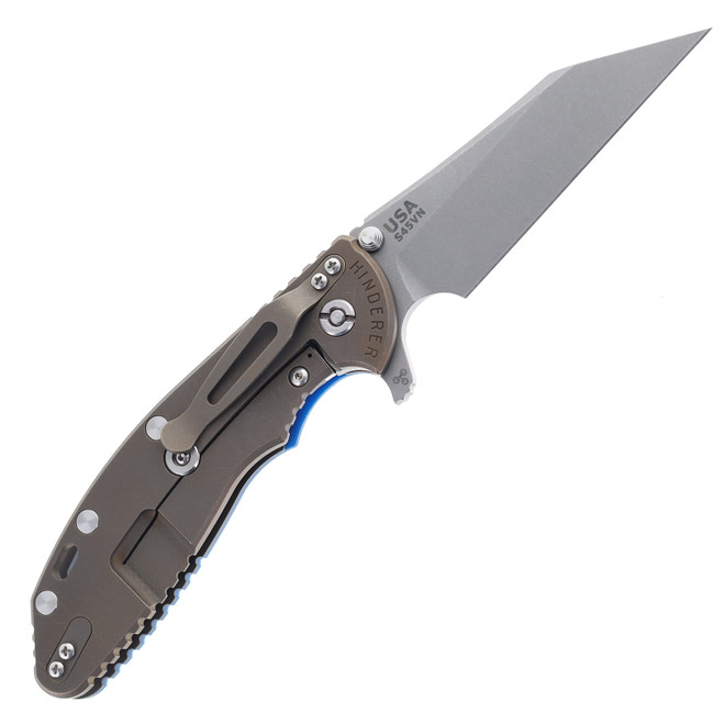 Hinderer XM-24 Skinny Wharncliffe Folding Knife Blue G10 Battle