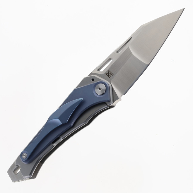 Midgards Messer Zaria Folding Knife Blue Titanium Handle 14C28N