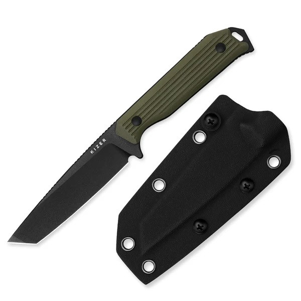 Kizer Begleiter Fix Fixed Blade Knife Green G10 Handle AEB-L Tanto