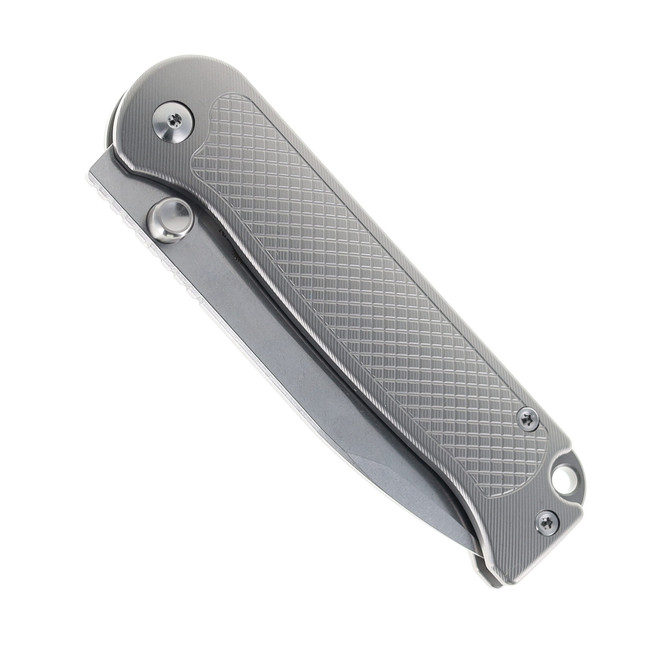 TwoSun Folding Knife Gray Titanium Handle 14C28N Plain Edge TS484