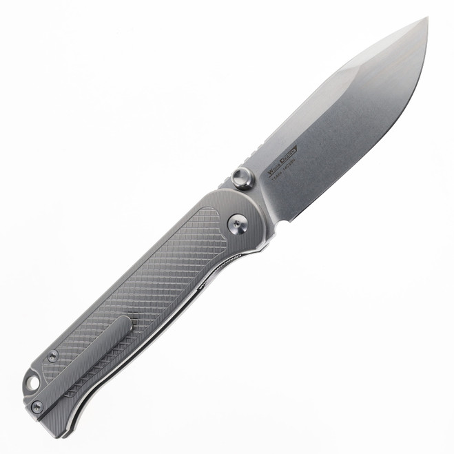 TwoSun Folding Knife Gray Titanium Handle 14C28N Plain Edge TS484
