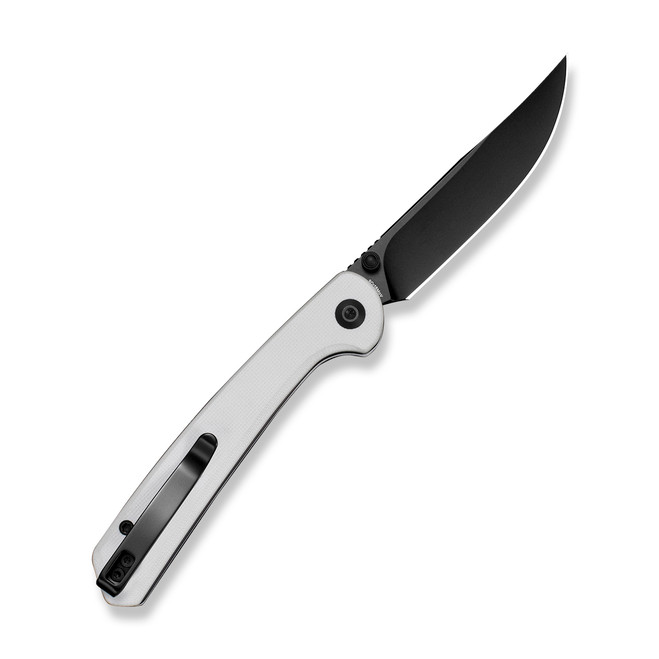 Sencut Skelfin Folding Knife White G10 Handle 9Cr18MoV Plain Black Blade S25007-1