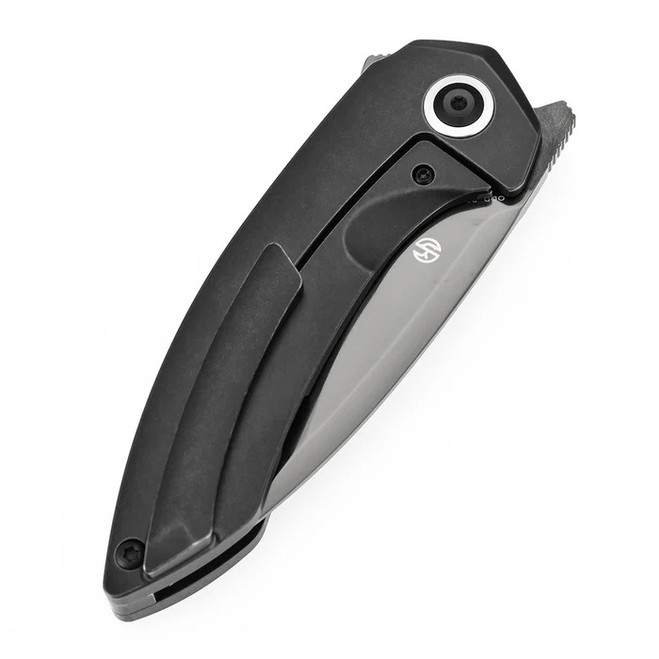 Kansept ODD 21 Folding Knife Blackwash Titanium/Bronze Hole Handle 20CV Drop Point Plain Edge K1077A6