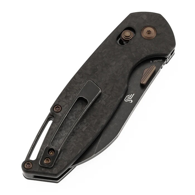 Kansept Model 6 Folding Knife Shredded Carbon Fiber Handle S35VN Sheepsfoot Plain Edge K1022V1