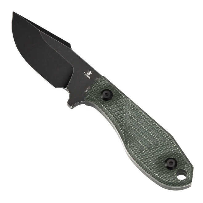 Tenable Tiny Dancer Fixed Blade Green Micarta Handle Blackwash D2 Blade G014A6