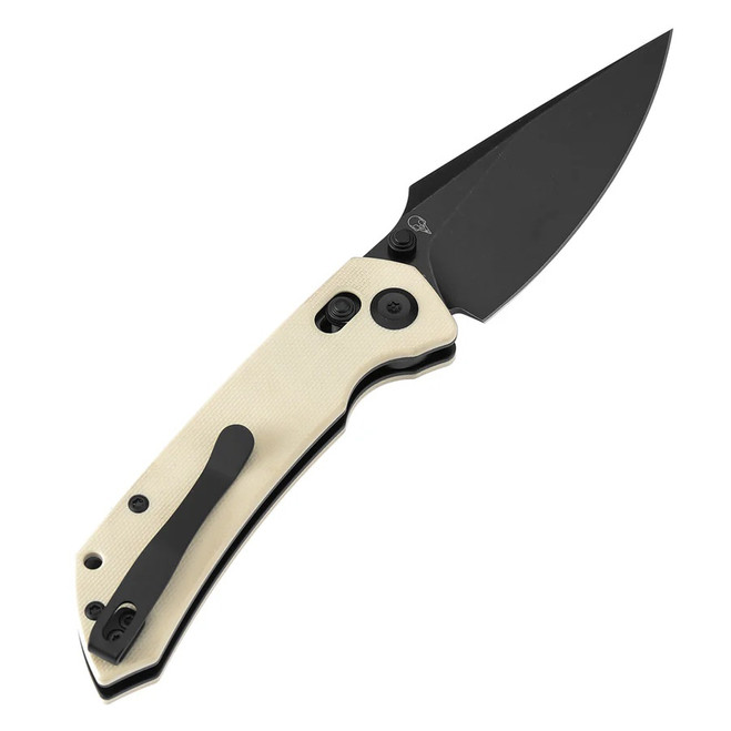 Tenable Fenrir Folding Knife Off White G10 Handle Nitro-V Plain Blackwash Blade T1034V11