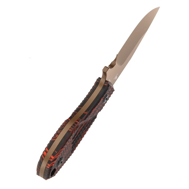 Tenable Tiny Dancer Fixed Blade Knife Black & Red G-mascus Handle Rose Gold Coated D2 Blade G014A2