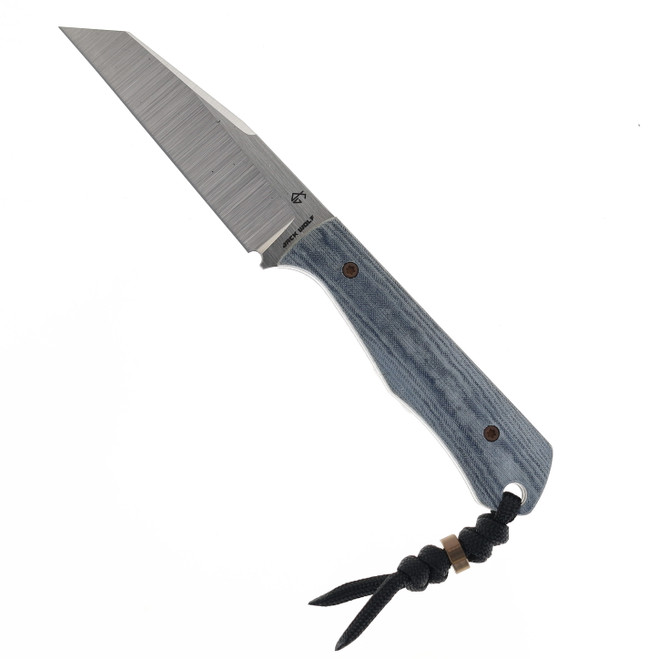Jack Wolf Knives Collusion Fixed Blade Blue Linen Micarta Handle S90V Satin Blade COLLU-01-BLU-LIN-MIC