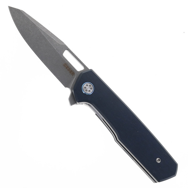 Mechforce & Oeser Nebo Folding Knife Blue Richlite Handle Dark Elmax Stonewashed Blade