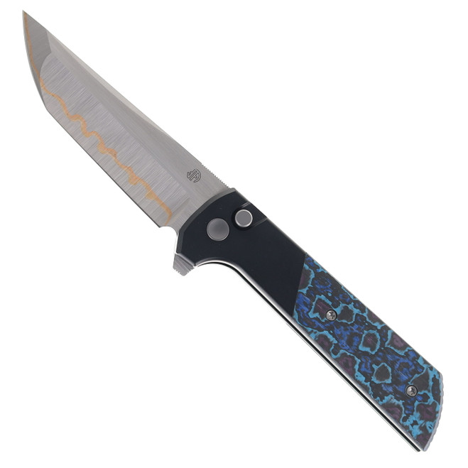 North Mountain Blades Chop 2407 Folding Knife Blue Galaxy Ceramic Carbon Fiber Handle SLD Magic Plain Edge NMB-2407-BLCF-5