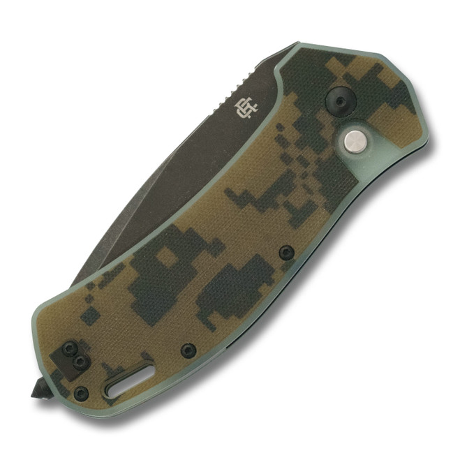 RoseCraft MA-12 Folding Knife Digi Camo G10 Handle AUS-10 Drop Point Plain Black Blade RCM021-CM