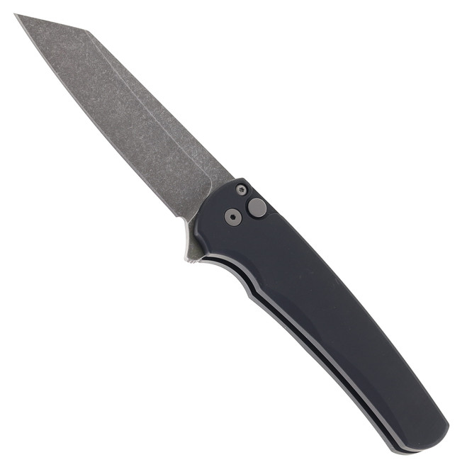 Pro-Tech Folding Knife Smooth Black Aluminum Handle Magnacut Reverse Tanto Plain Edge Acid Wash Finish 5401-AW