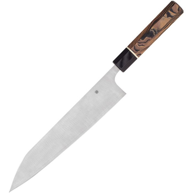 Spyderco Itamae Gyuto Kitchen Chef Knife Burl G10 Handle Plain Edge K19GPBNBK