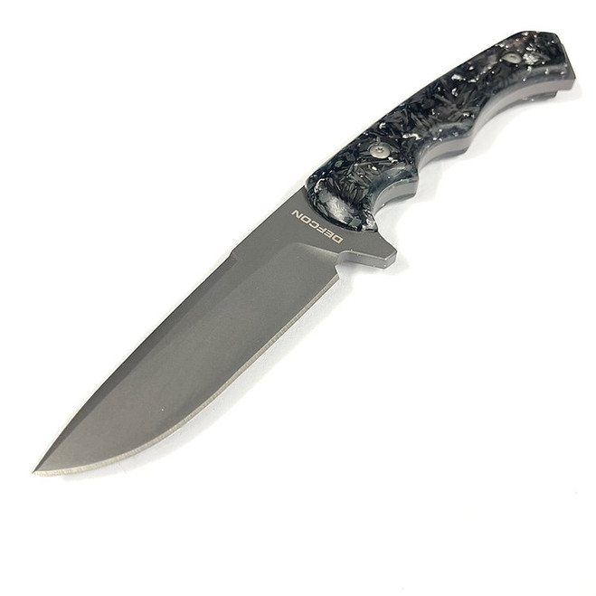 DEFCON TD007 Series Fixed Blade Resin Carbon Fiber Handle D2 Plain Edge TD007BK-3
