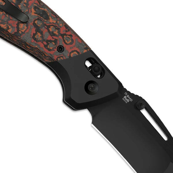 Kizer Bulli Folding Knife Black/Red Titanium/Fat Carbon Handle
