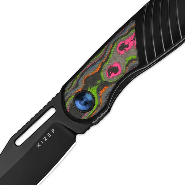 Kizer Raze Folding Knife Titanium/Color Camo 80's Handle S45VN