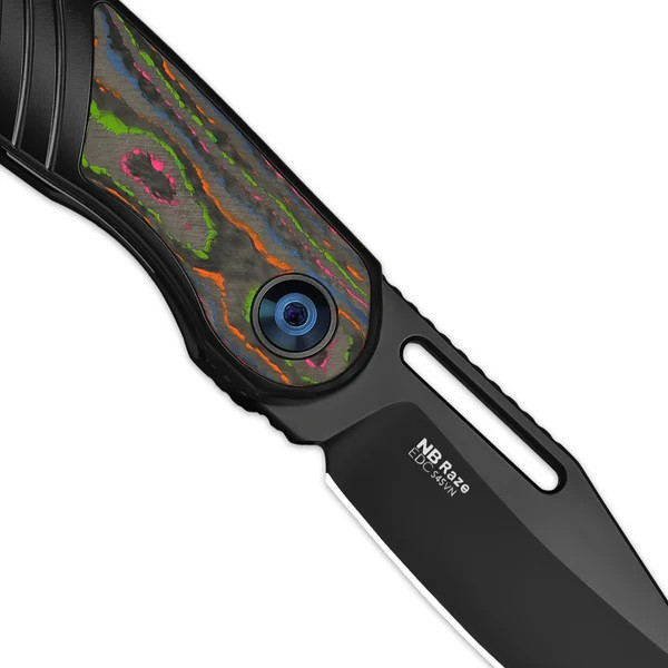 れい Kizer Raze Folding Knife Titanium/Color Camo 80's Handle S45VN