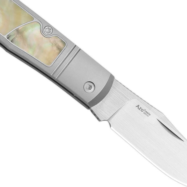 Kizer Trestle Folding Knife Silver/Pearl Titanium Carbon Fiber