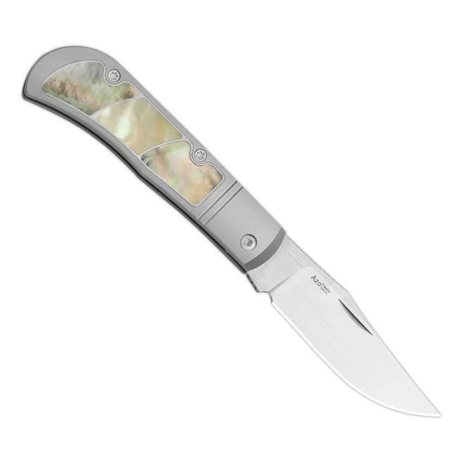 Kizer Trestle Folding Knife Silver/Pearl Titanium Carbon Fiber