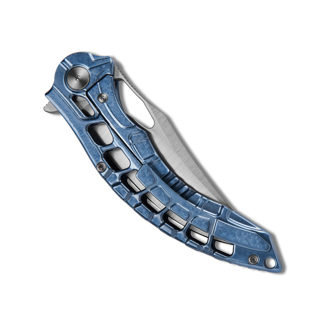 Miguron Geloty Folding Knife Blue Crystal Titanium Handle Vanax Plain Edge MGR632BJBU