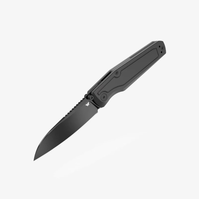Flytanium Concourse Folding Knife Black Titanium Handle Frame Lock Front Flipper Black Coated 14C28N Blade FLY-1446