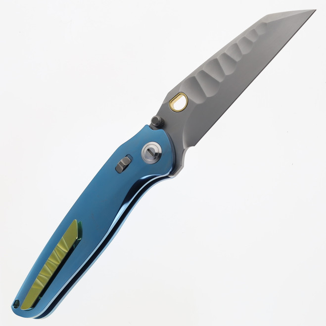 ととと Ketuo Knives Dirty Bird B Folding Knife Mokuti Blue Titanium