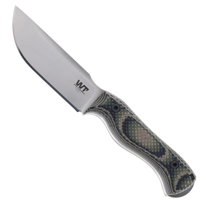 Work Tuff Gear Nomad Bushcrafter Fixed Blade Knife Jungle Camo G10 Handle Bohler K329 Plain Stonewash Blade