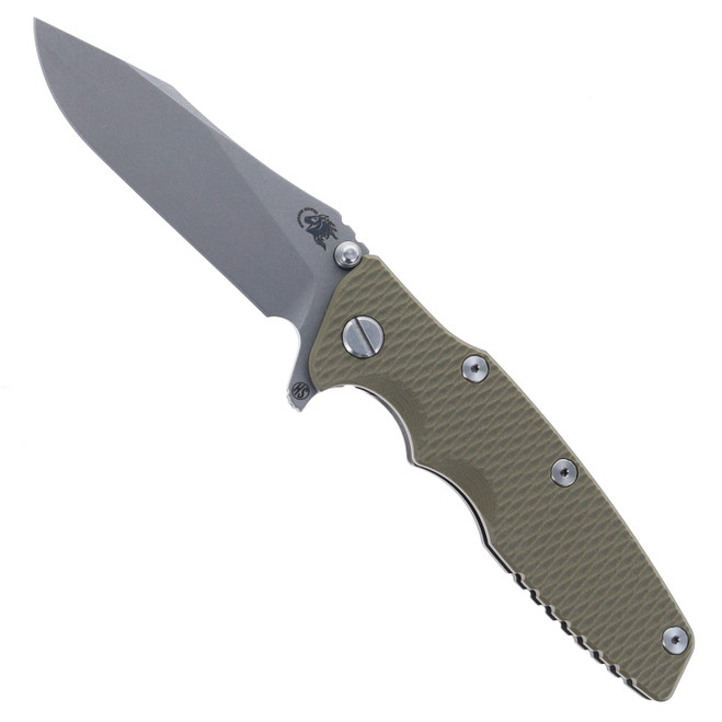 Hinderer Eklipse Skinny Slicer 3.5" Folding Knife Working Finish Magnacut Blade OD Green G10 Handle Battle Bronze Titanium