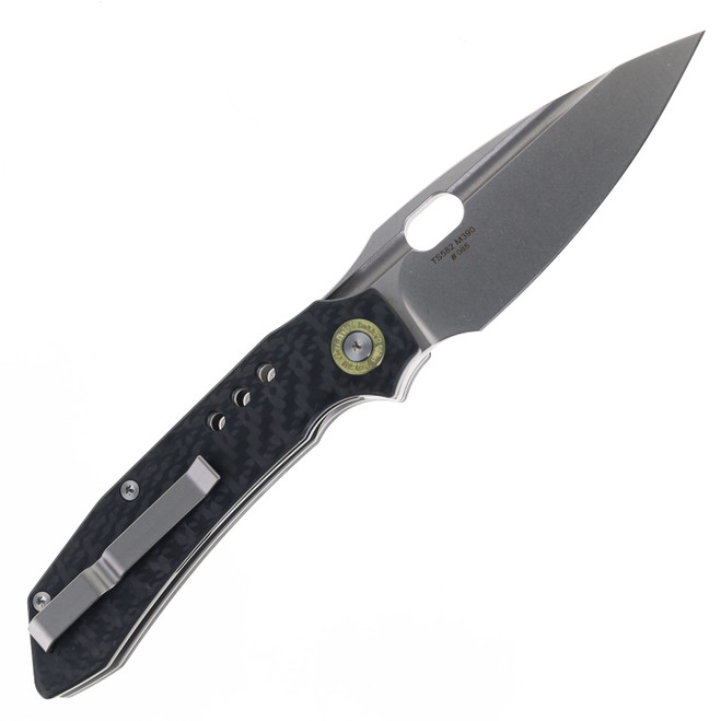 TwoSun TS582-M390-CF Folding Knife M390 Stonewash Blade Titanium