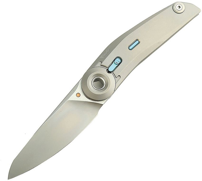 Reate VK-Tron Folding Knife Beast Blast Titanium Handle Frosted Satin M390 Blade
