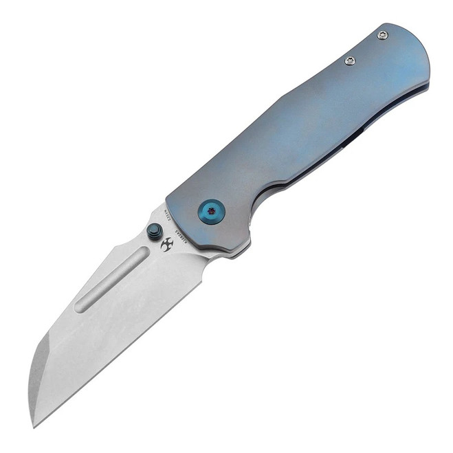 Kansept Dreadnaught Folding Knife Blue Titanium Handle S35VN