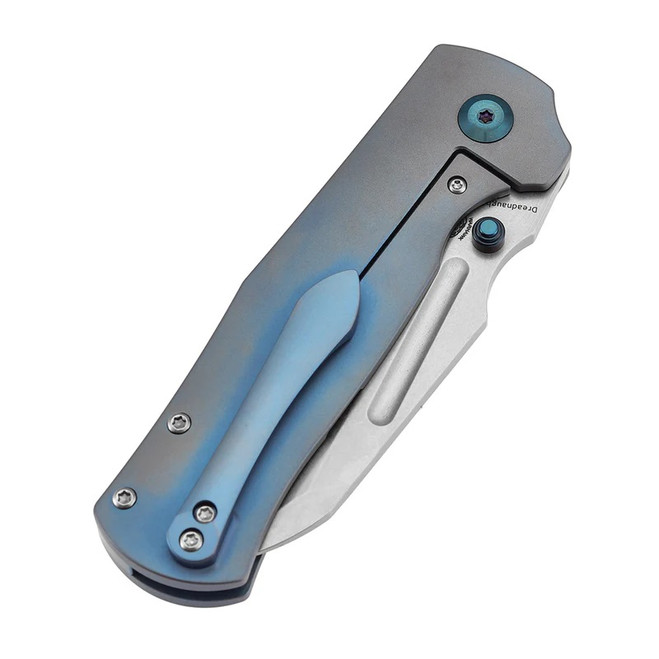 Kansept Dreadnaught Folding Knife Blue Titanium Handle S35VN