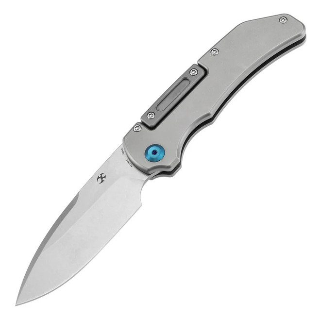 Kansept Hazard Folding Knife Stonewash Titanium Handle S45VN Drop