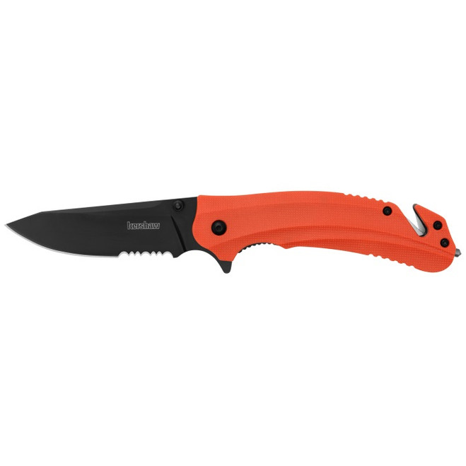 Kershaw Barricade Folding Knife Orange GFN Handle 8Cr13MoV Drop Point Partially Serrated Edge 8650ST Kershaw Barricade Folding Knife Orange GFN Handle 8Cr13MoV Drop Point Partially Serrated Edge 8650ST