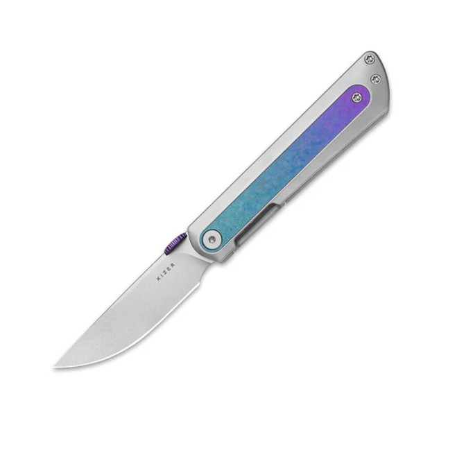 Kizer Quoll Folding Knife Titanium/Blue Crystallized Titanium Handle S45VN Drop Point Plain Edge Ki3733A2 Kizer Quoll Folding Knife Titanium/Blue Crystallized Titanium Handle S45VN Drop Point Plain Edge Ki3733A2